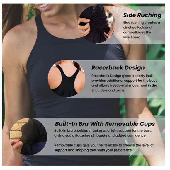 Calypsa by Modli Maya Medium Blue Tankini Swimwear Reg $60 - Picture 3 of 7